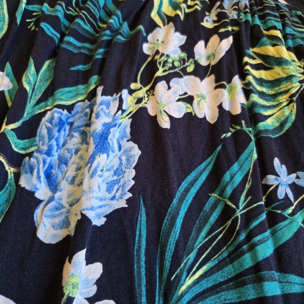 3/$25 Old Navy Stretch Sun Dress Mini Floral Strappy Navy Blue Green XXL - Picture 5 of 13